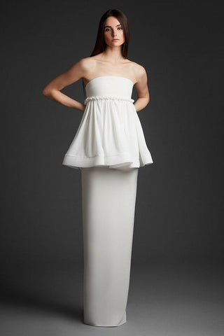 Sophie et Voilà Celia top with strapless neckline and peplum detail.