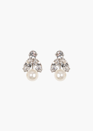 Vintage-inspired drop earrings featuring faceted round and marquise-cut crystals with a luminous pearl accent for refined elegance.