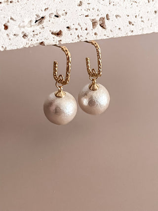 Cotton Pearl Balls Drop Earrings