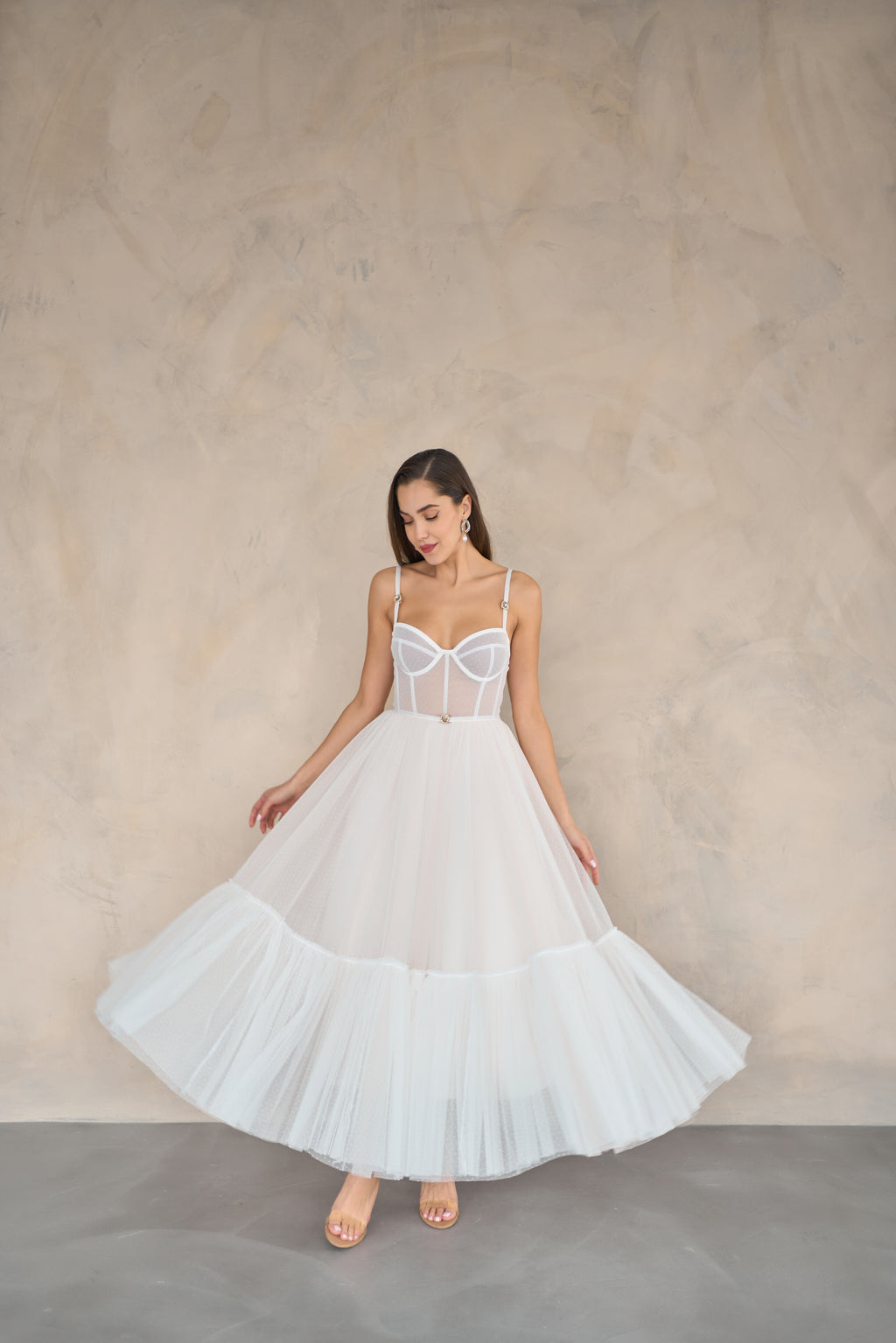 midi tulle wedding dress Yasmine Tulle Midi A-Line Sweetheart Dress