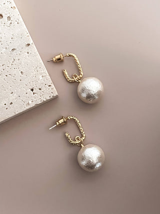 Cotton Pearl Balls Drop Earrings