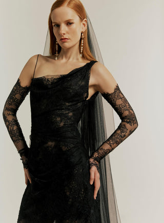 Vivienne Westwood luxury bridal accessory in eco-delicate lace, showcasing timeless couture craftsmanship and iconic British heritage.