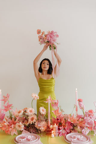 Silky lime green cocktail dress with spaghetti straps and sSilky lime green cocktail dress with spaghetti straps and sleek silhouetteleek silhouette
