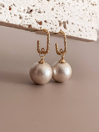 Cotton Pearl Balls Drop Earrings