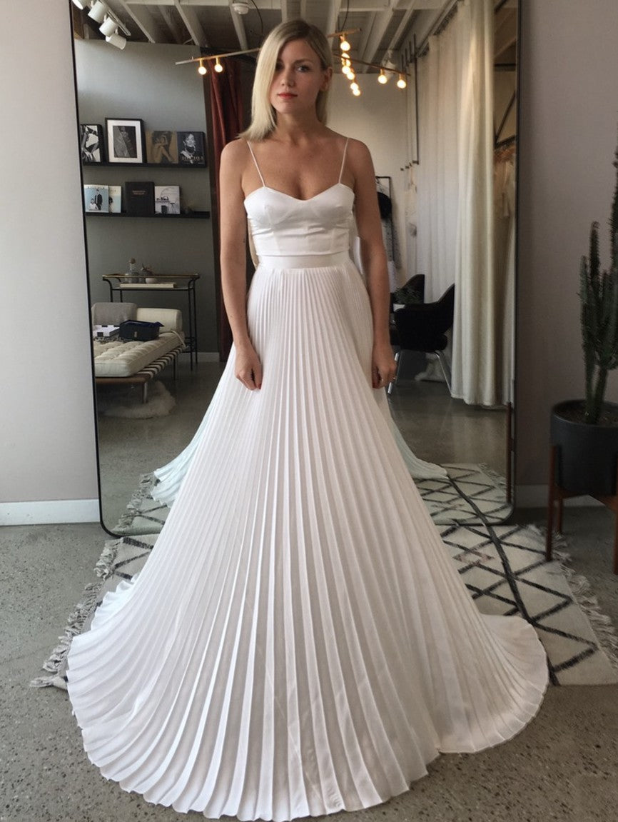 Zoe by Odylyne The Ceremony - Timeless White Floor-Length Gown | Elegant  Spaghetti Straps & Pleated Skirt with Free Shipping | Seattle Exclusive –  Nadia's