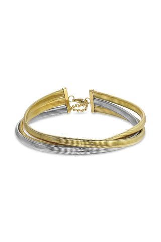 Gold and silver braided choker on a white background