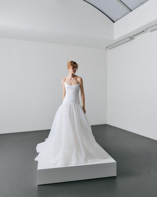 VRM521 - BUSTLED TULLE RUFFLE GOWN