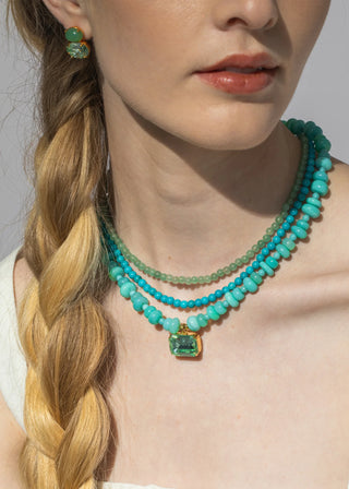 Designer jewelry necklace with sculptural beading and extender closure for customizable evening wear styling