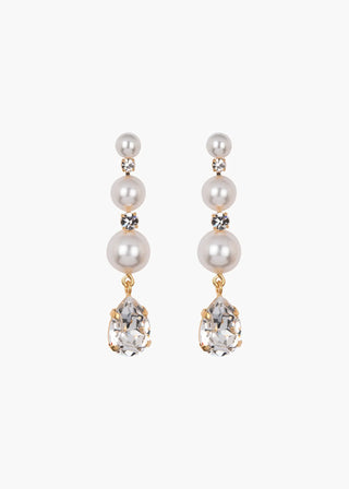 Sculptural drop earrings with cascading crystal pearls and refined articulated silhouette