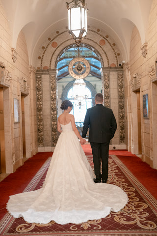 Sculpted lace ballgown