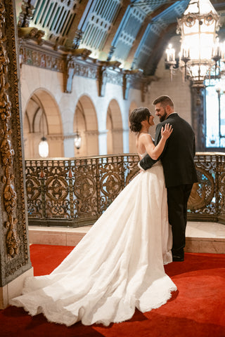 Sculpted lace ballgown