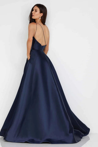 One Shoulder Mikado Beaded Ball Gown