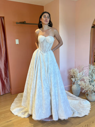 Strapless sweetheart lace ballgown