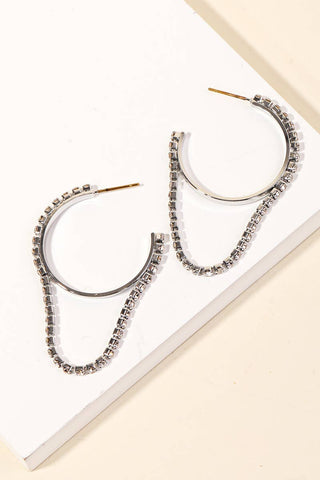 Rhinestone Studded Chain Hoop Earrings