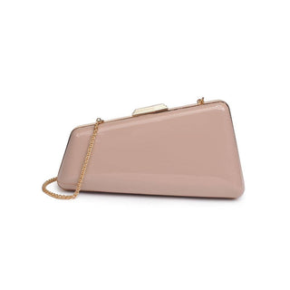 Irene - Patent Asymmetrical Evening Bag: Natural