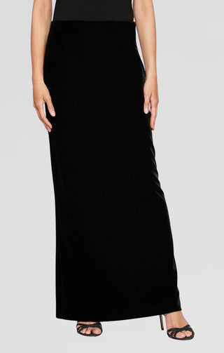 Elegant maxi skirt with sleek column silhouette, elastic waist and fishtail back detail for refined evening wear