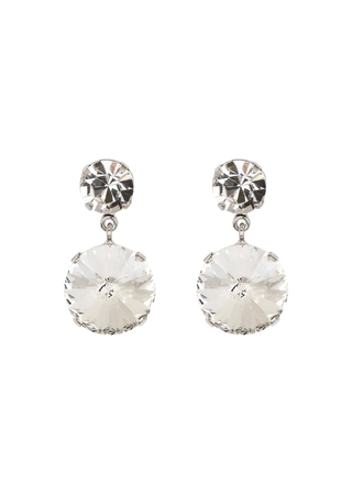 Pair of crystal earrings on a white background