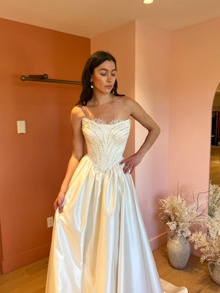 Pearl embellished corset ballgown