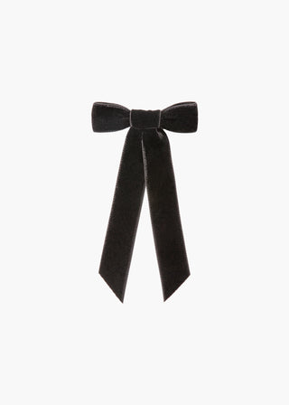 Velvet Bow Barrette in Black on white background – timeless and versatile hair accessory