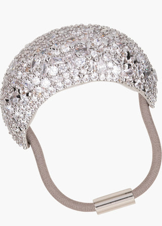 Handcrafted ponytail wrap with intricate cubic zirconia detailing and multidirectional shine