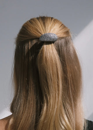 Luxurious crystal hair accessory featuring bulbous contour and couture-level sparkle