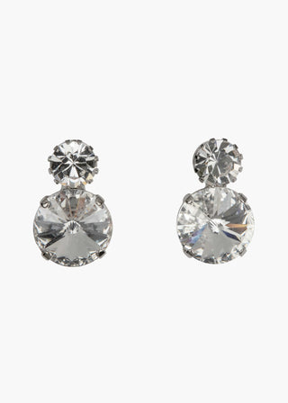 Myrla Earrings in Crystal on white background – dazzling clear stones