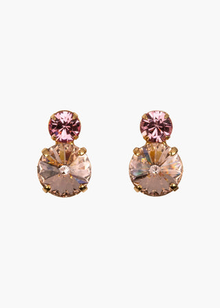 Sculptural double-stone silhouette with faceted crystal detailing and refined symmetrical design