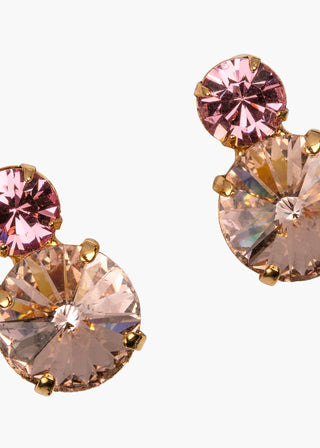 Statement stud earrings with handcrafted crystal duet and elegant high-fashion profile for formal styling