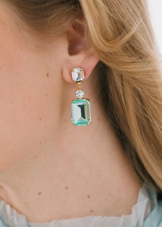 Elegant statement earrings featuring handcrafted faceted stones in a timeless vertical design