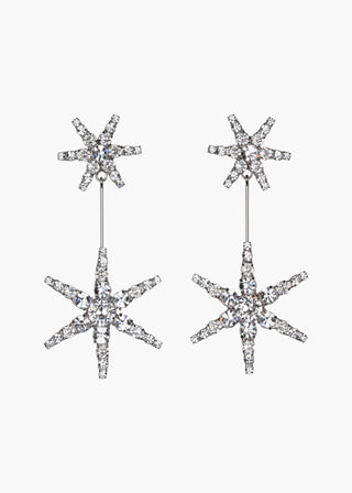 Estee Earrings on white background – star-shaped earrings with sparkling hand-set glass crystals