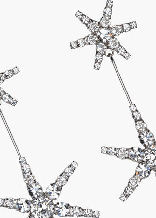 Close-up of Estee Earrings on white background – detailed view showing twinkling glass crystals and lightweight design