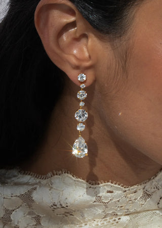 Analia Earrings - crystal-antique-gold