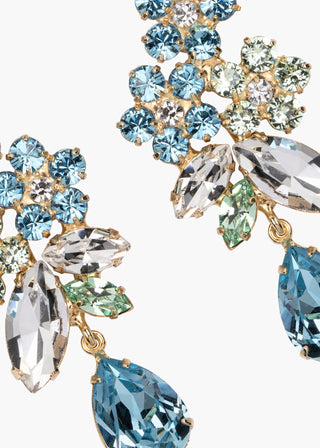 Sophisticated earrings with a captivating floral arrangement of varied-cut crystals