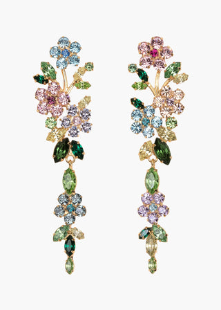 Sculptural drop earrings with floral silhouette and crystal petal detailing