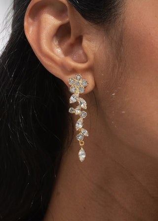 Jasmina Earrings - crystal-antique-gold