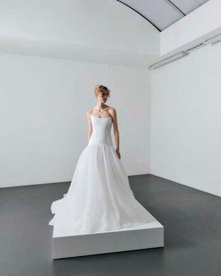 VRM521 - BUSTLED TULLE RUFFLE GOWN