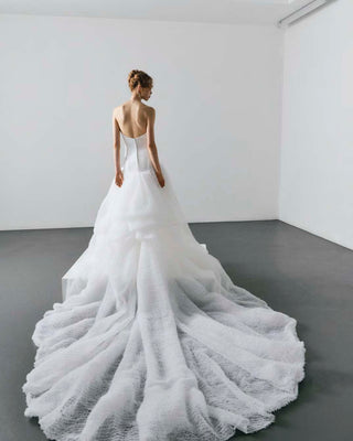 VRM521 - BUSTLED TULLE RUFFLE GOWN