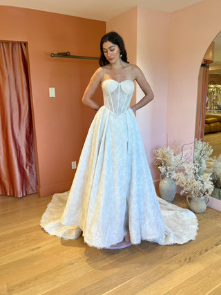 Strapless sweetheart lace ballgown
