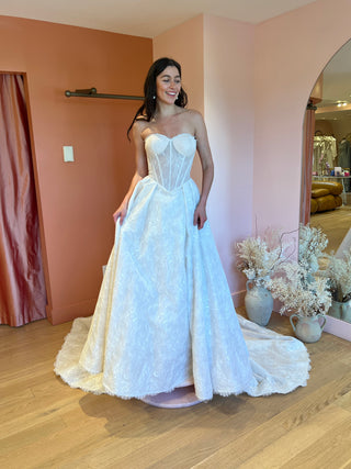 Strapless sweetheart lace ballgown