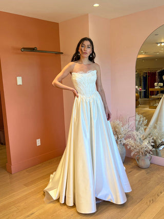 Pearl embellished corset ballgown