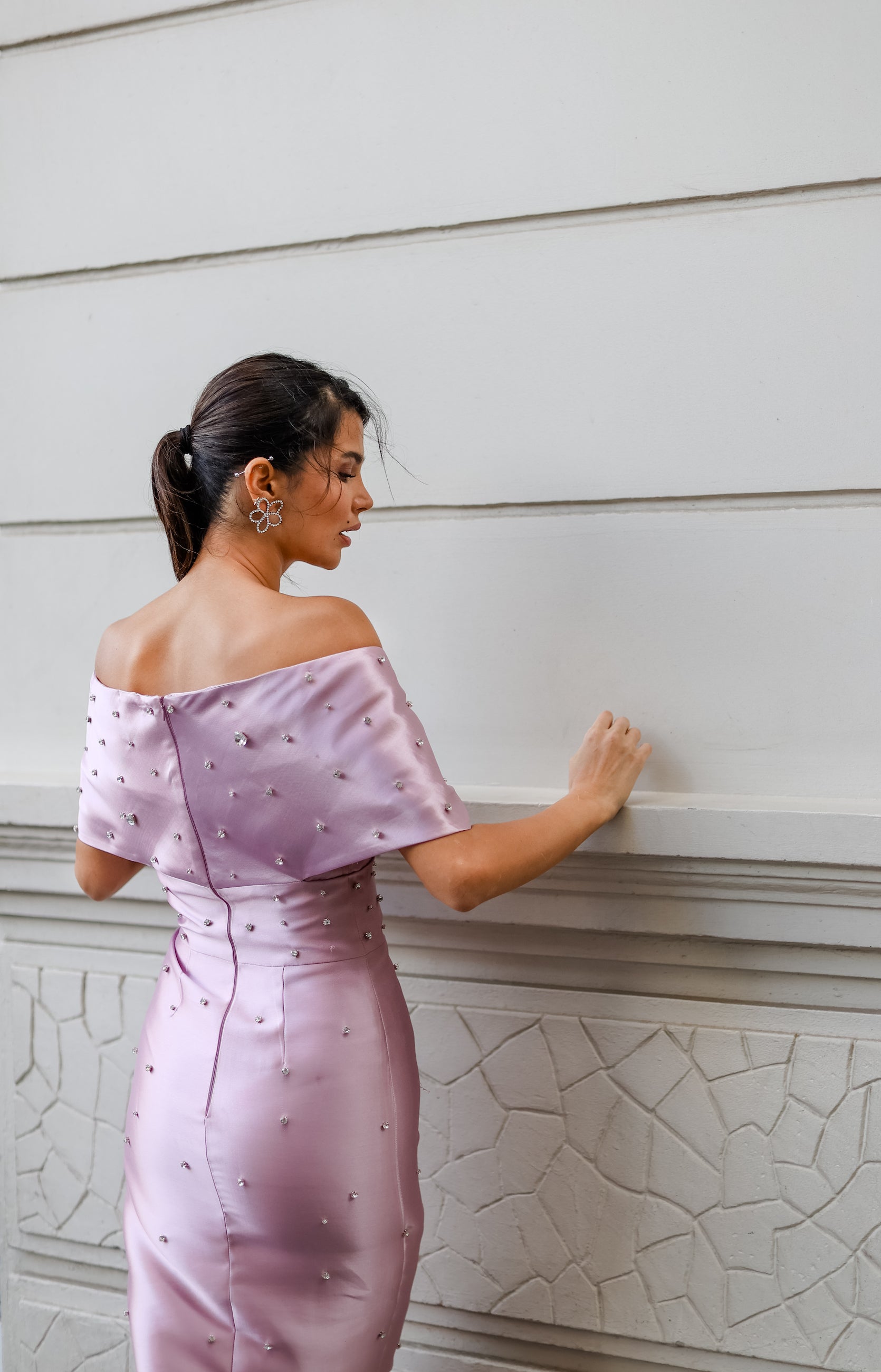 Claudia Mikado Column Gown by Nadias | Off-Shoulder Formal Dress Made to Order / Blush / 4 Claudia Mikado Column Gown by Nadias | Off-Shoulder Formal Dress Made to Order / Blush / 4