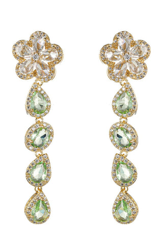 Refined drop earrings featuring a floral stud and cascading teardrop design for an elegant evening statement