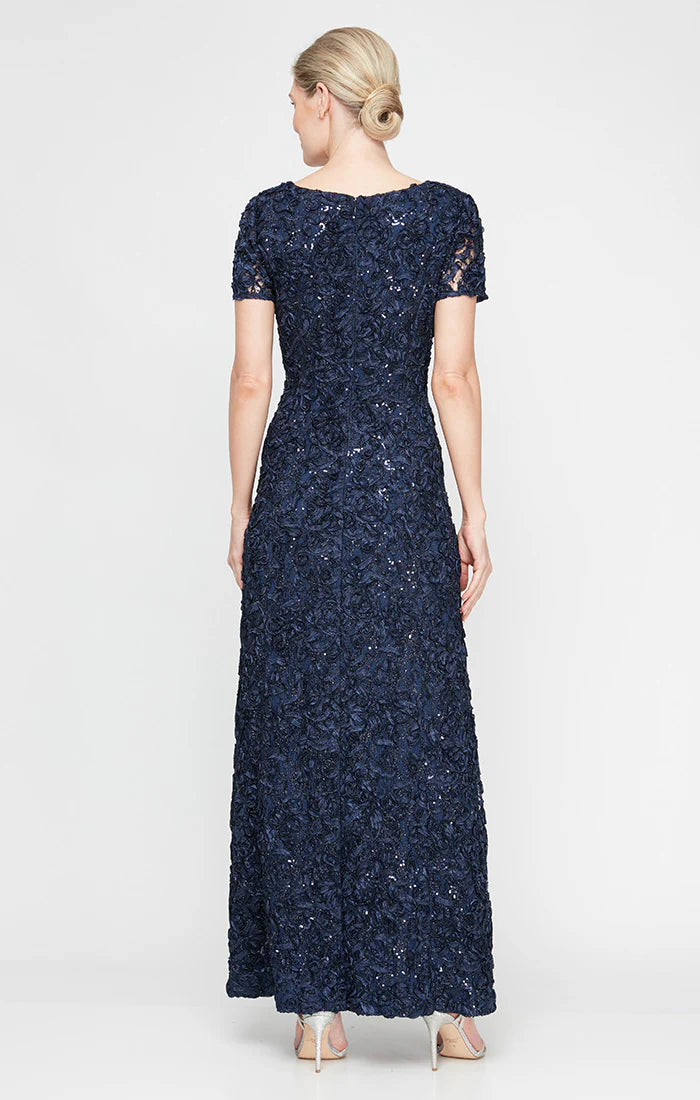Long Soutache A-Line Dress with Illusion Neckline | Alex Evening Seattle Nadia's Long Soutache A-Line Dress with Illusion Neckline | Alex Evening Seattle Nadia's