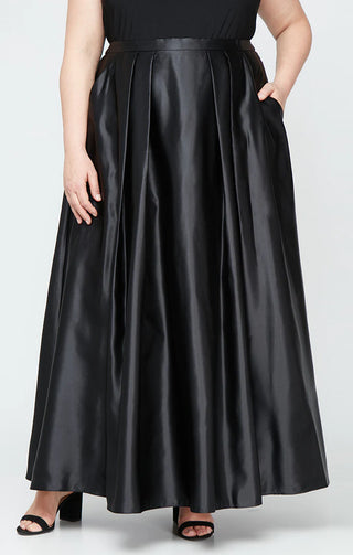 Luxurious satin ballgown skirt with voluminous pleats and hidden pockets for an elegant formal silhouette