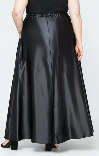 Maxi satin ballgown skirt featuring structured pleats and practical pockets, designed for refined evening occasions