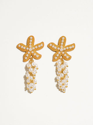 Seren 18K Gold Boho Sea Star Pearl Earring