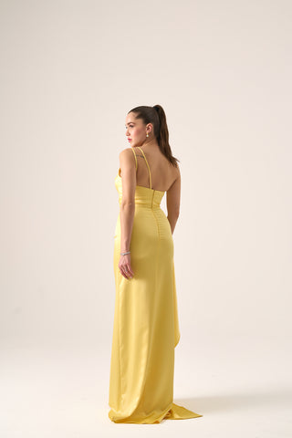 Alice One Shoulder Ruched Slit Gown