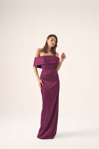 Amelia satin column gown