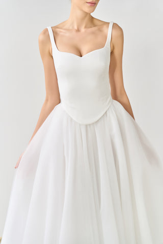 White wedding dress with a plain background