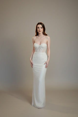Aurora beaded column bridal gown